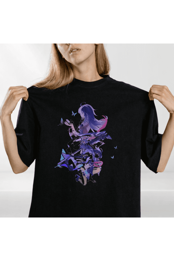 Fantasy Space Samurai Girl Graphic T-shirt Japanese Gaming Style,for men and women up to 4XL
