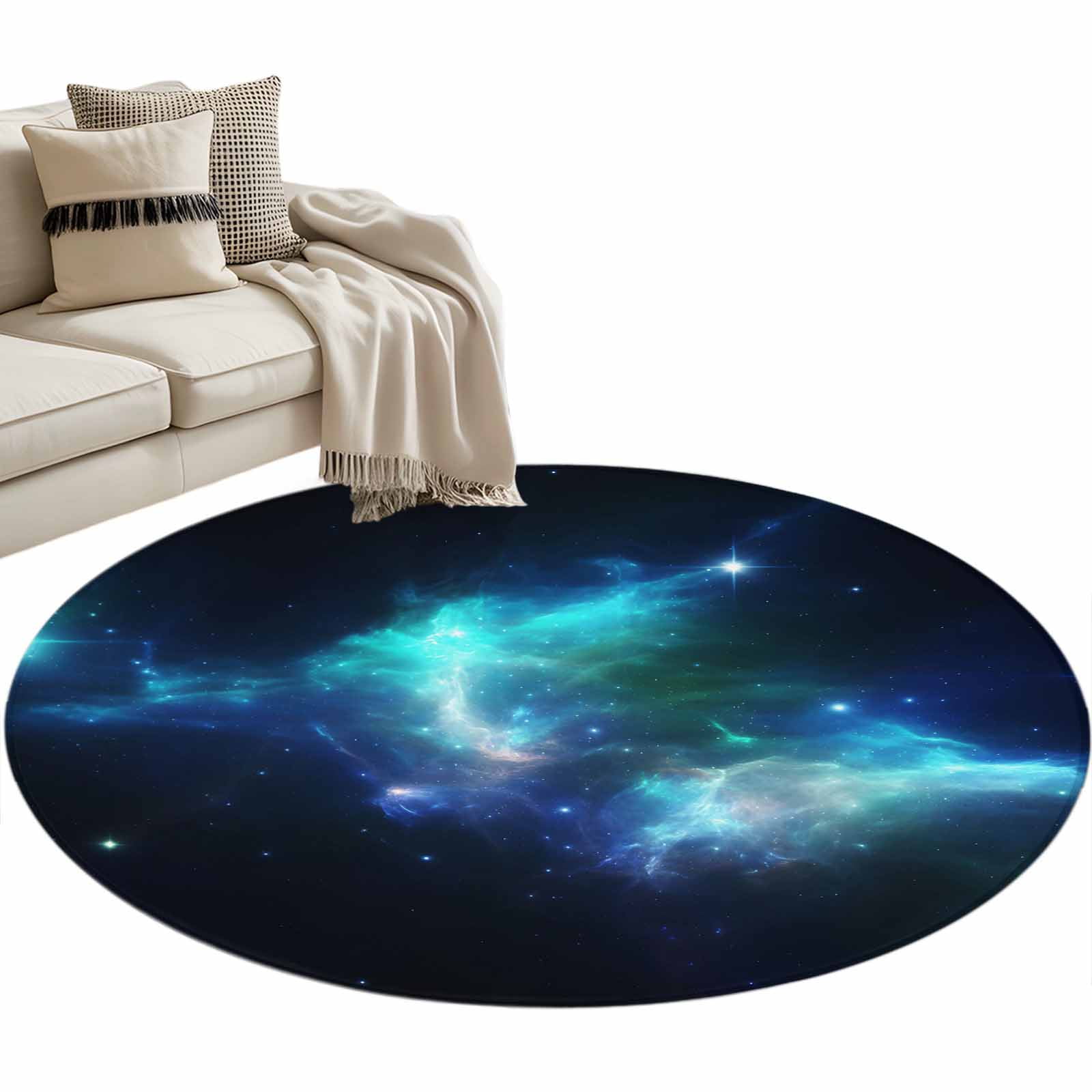 Fantasy Stars Area Rug, Dark Blue Sky Abstract Art Sparkling Star ...