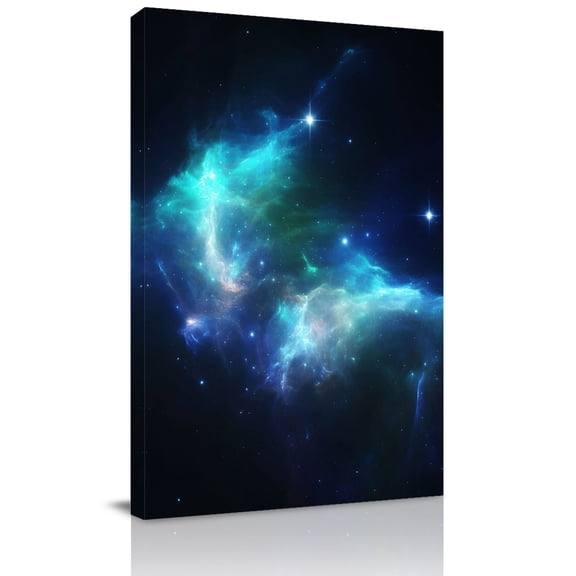 Fantasy Stars Canvas Wall Art for Living Room, Dark Blue Sky Abstract Art Sparkling Star Wall Decor Framed Artwork Pictures Ready to Hang for Bedroom Office Home Decor