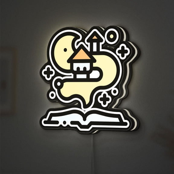 Fantasy Storybook 3D Novelty Light Box, Fairytale and Folklore Lamp Decor for Libraries, Readers and Imagination Lovers (Width 8 inch, 20cm)