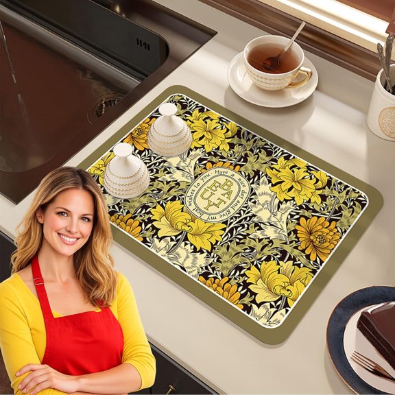 Fantasy Style Draining Mat - 2026 New Ultra Microfiber Absorbent Dish Drying Mat, Anti-Slip Heat Resistant Kitchen Counter Mats Fantasy Print Dish Drying Pad Quick Dry (F-11.8*15.7in)