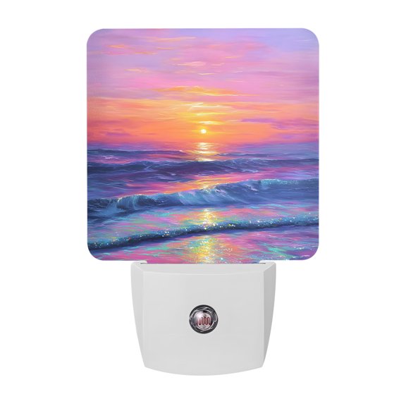 Fantasy Sunset Night Lights, Dreamy Coastal Modern Ocean Reflection Smart Auto Dusk to Dawn Sensor Nightlights Plug-in Nightlight for Bedroom Bathroom Living Room Kitchen Hallway