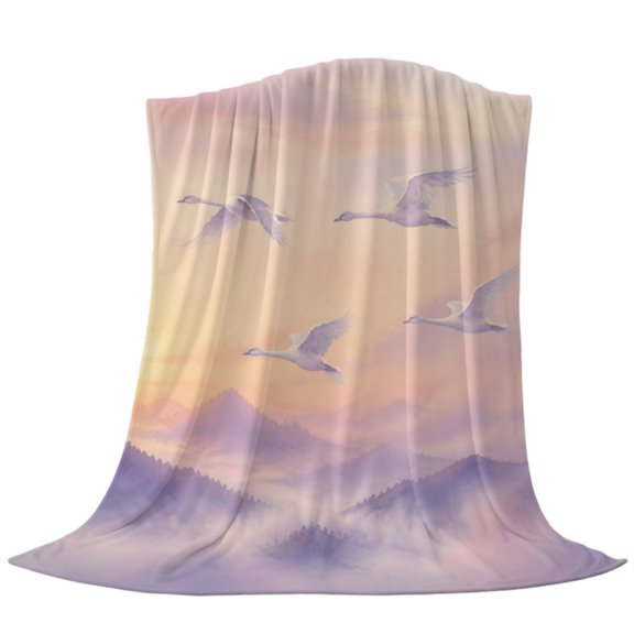 Fantasy Sunset Throw Blanket Dreamy Soft Purple Glowing Sun Flannel Cozy Soft Warm Fleece Blankets for Couch Bedding Sofa Chair Home Décor Gifts for Women, 30 x 40 inch