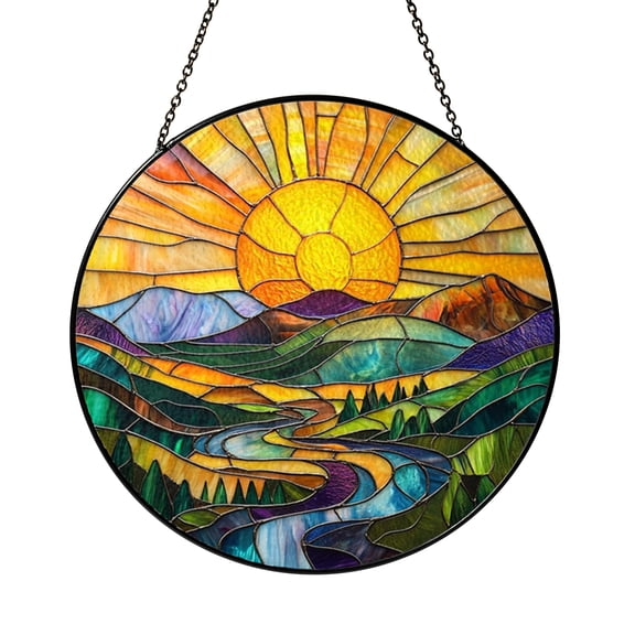 Fantasy Sunshine Stained Glass Window Decor – Handmade Bright Hanging Art