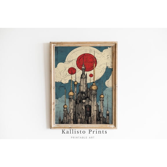 Fantasy Surreal Cityscape Wall Art Abstract Architecture Print Poster Decor Futuristic, Size 12x18 UNFFRAMED F03.1.6l1813