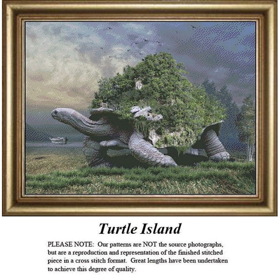 Fantasy Surreal Cross Stitch | Turtle Island (Pattern Only, You Provide The Floss and Fabric)