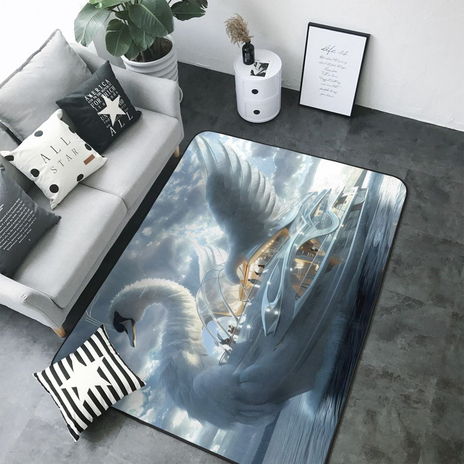 Fantasy Swan Yacht Design Area Rugs for Living Room Bedroom, 5x7 Soft ...