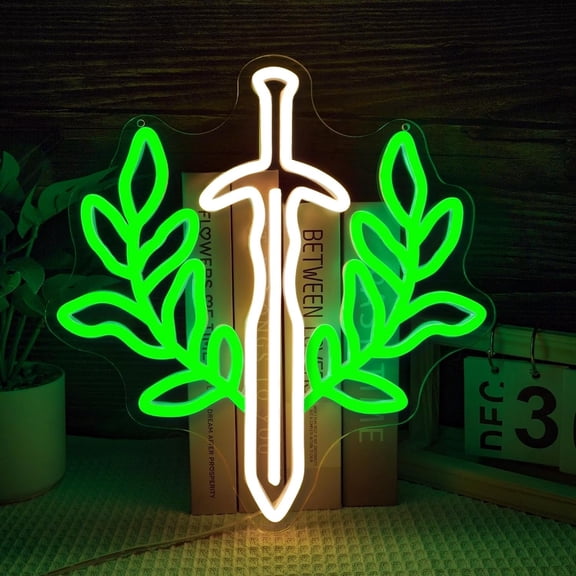 Fantasy Sword Neon Sign Book Neon Light Dimable Green Neon Light Wall Art for Gaming Rooms and Fantasy Book Lovers Students Educators for Classrooms Libraries Bookstores(12.6x12inch)