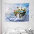 thumbnail image 1 of Fantasy Tapestry, Island with Dragon Castle Tower Waterfall and Flipped Mountain in Space Image, Wide Wall Hanging for Bedroom Living Room Dorm, 80" X 60", Pale Blue, by Ambesonne, 1 of 9