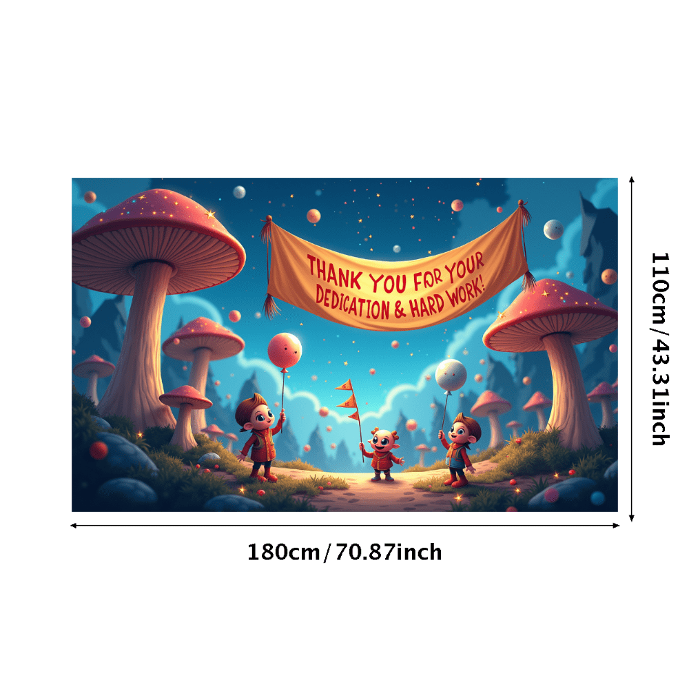 Fantasy Themed Thank You Banner with Cartoon Characters Mushroom ...
