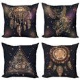 thumbnail image 1 of Ambesonne Fantasy Throw Pillow Cover 4 Pack, Geometric Elements Feathers, 18", Dark Blue and Multicolor, 1 of 2