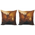 thumbnail image 1 of Fantasy Throw Pillow Cushion Cover Pack of 2, Calling of the Dragon Magician for Evil Powers of the Universe Artwork Print, Zippered Double-Side Digital Print, 4 Sizes, Orange Brown, by Ambesonne, 1 of 2