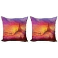 thumbnail image 1 of Ambesonne Gothic Throw Pillow Cover 2 Pack, Medieval Castle Kingdom, 18", Orange Purple, 1 of 5