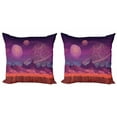 thumbnail image 1 of Ambesonne Fantasy Throw Pillow Cover 2 Pack, Alien Dreamy Landscape, 24", Purple Vermilion, 1 of 2