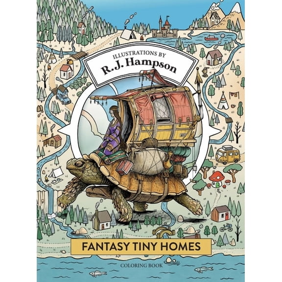 Fantasy Tiny Homes Coloring Book, (Hardcover)