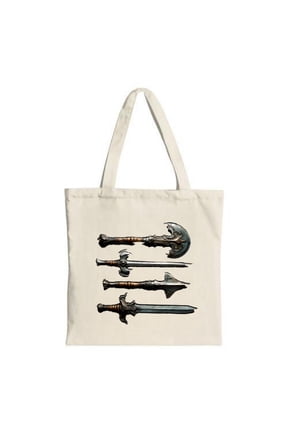Fantasy Tote Bag - Intricate Mace Hammer Design on Durable Canvas Perfect for Shopping & Travel