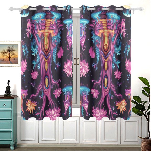 Fantasy Treehouse 63x55in Window Curtain Panels 63x55in 2-Piece Heavy Duty 80% Light Blocking