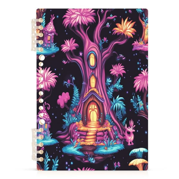 Fantasy Treehouse A5 8.3x5.7in PP Notebook, Adjustable Rings, 60 Sheets, Diary or Journey Note