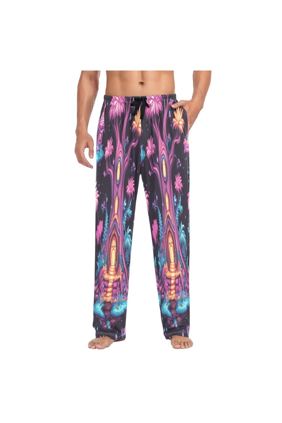 Fantasy Treehouse Mens Cotton Pajama Pants Long Staple Lightweight Sleep Bottoms with Pockets Breathable
