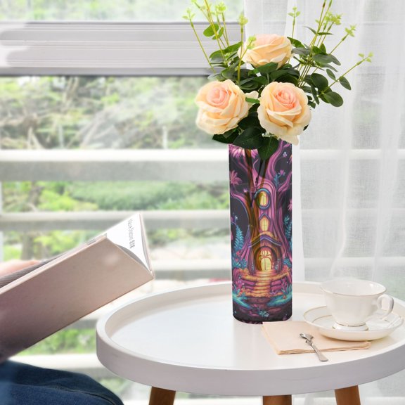 Fantasy Treehouse Plastic Vase 11.8'' x 3.9'' Transparent Non Breakable Decorative for Family