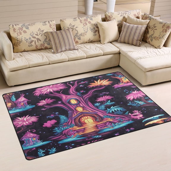 Fantasy Treehouse Soft Polyester Area Rug 31''x20'', Non Slip, Memory Foam, Water Absorbent