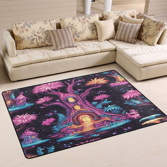 Fantasy Treehouse Soft Polyester Area Rug 36''x24'', Non Slip, Memory Foam, Water Absorbent