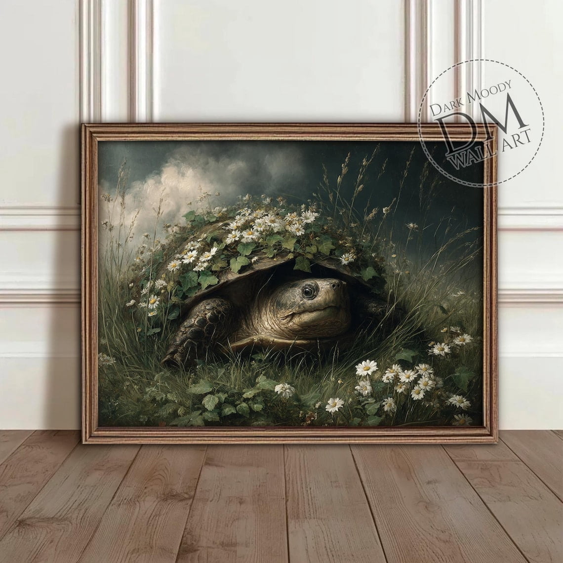Fantasy Turtle Wildflowers Wall Art Print, Cottagecore Spring Animal ...