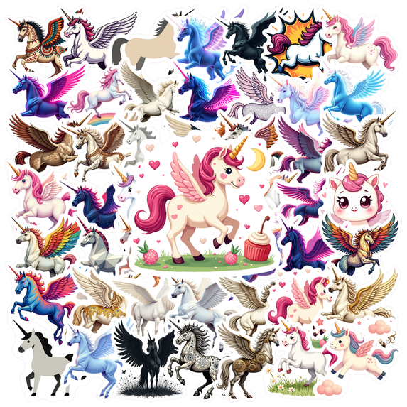 Fantasy Unicorn Fantasy Stickers, Waterproof Unicorn Fantasy Sticker for Water Bottle Laptop Phone Cases Planner Skateboard Luggage Helmet Party Favor Decor, Ideal for Adults Teens Teacher Rewards