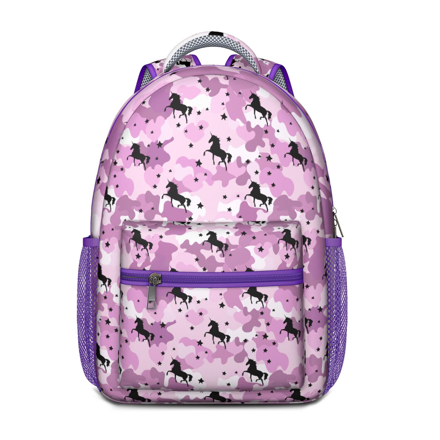 Fantasy Unicorn & Floral Backpack - Waterproof Student Bag with Mythical Horse Design, Padded Straps & Spacious Compartments