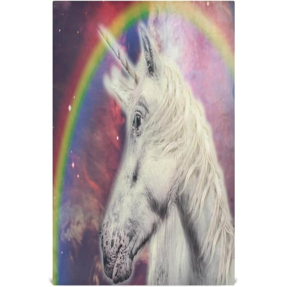 Fantasy Unicorn Rainbow Dish Towels Set of 6, Galaxy Sky Washable Tea Towels Dishcloths Lint-Free 18x28 Inch Fast Drying for Kitchen Restaurant Bar Clean