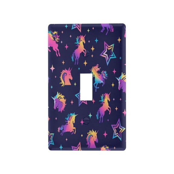Fantasy Unicorn Star Pattern Decorative Wall Plate, Flame Retardant PC Plastic Light Switch & Outlet Cover with Mounting Screws Fits Toggle Switch