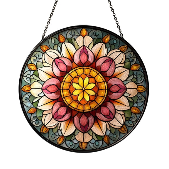 Fantasy Vintage Flower Stained Glass Window Decor – Handmade Hanging Art