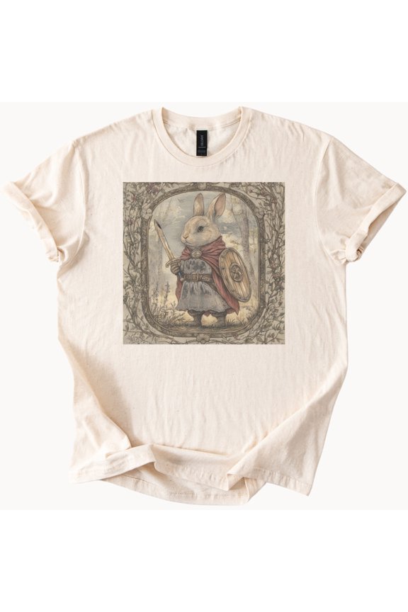 Fantasy Warrior Bunny Sword And Shield T-Shirt