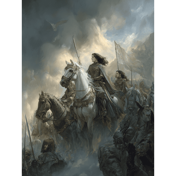 Fantasy Warrior Women Riding Horses Canvas Print Wall Art for Living Room Bedroom Dining Room Office Hotel Home Decor