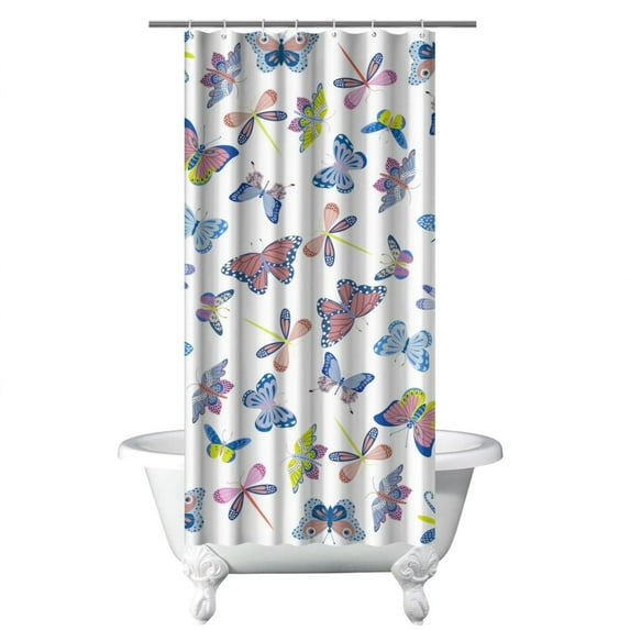 Fantasy Watercolor Butterfly Shower Curtain Waterproof Bathroom Curtain 36x72 Inches Artistic Design Machine Washable Quick Dry Includes Hooks