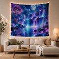 thumbnail image 1 of Fantasy Waterfall Landscape with Glowing Moon and Magenta Tree, Mystical Boho for Nature Lovers, Fantasy Forest Decor, Housewarming Gift Tapestry Wall Hanging for Bedroom, Living Room and Dorm, 1 of 3