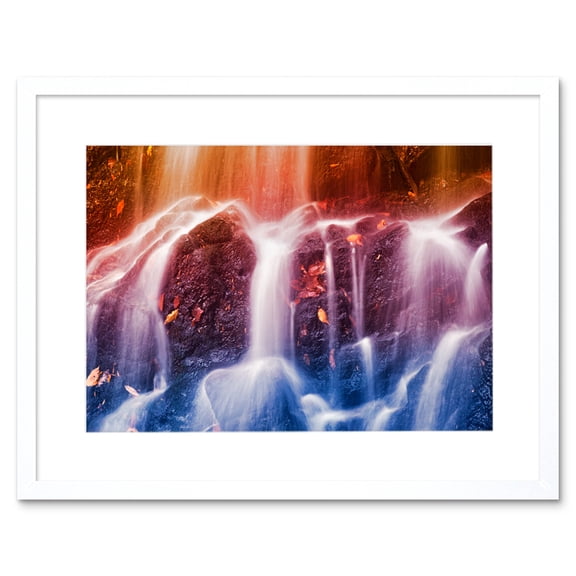 Fantasy Waterfall Photo Art Print Black Framed Poster Wall Decor 9x7 inch