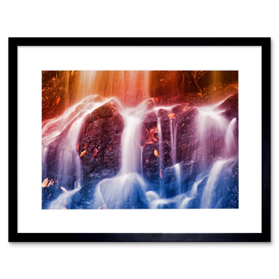Fantasy Waterfall Photo Art Print Black Framed Poster Wall Decor 9x7 inch