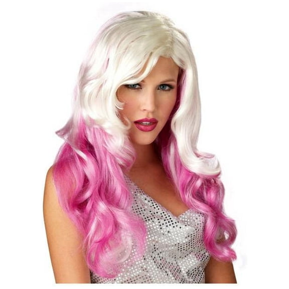 Fantasy Waves Wig, White and Pink