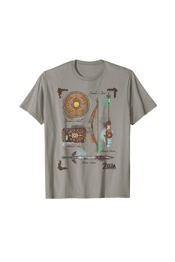 Fantasy Weapons and Shields Graphic T-Shirt for Adventure Game Enthusiasts