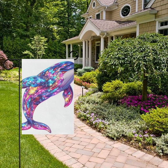 Fantasy Whale Garden Flag 12x18 inch Double Sided Outside Yard Decorations for Home Outdoor