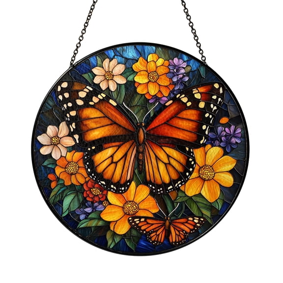 Fantasy Winged Insect Faux Stained Glass Style Suncatcher Window Hanging, Imaginary Butterfly Inspired Art Decor, Acrylic Style Window Hanging for Home Interior
