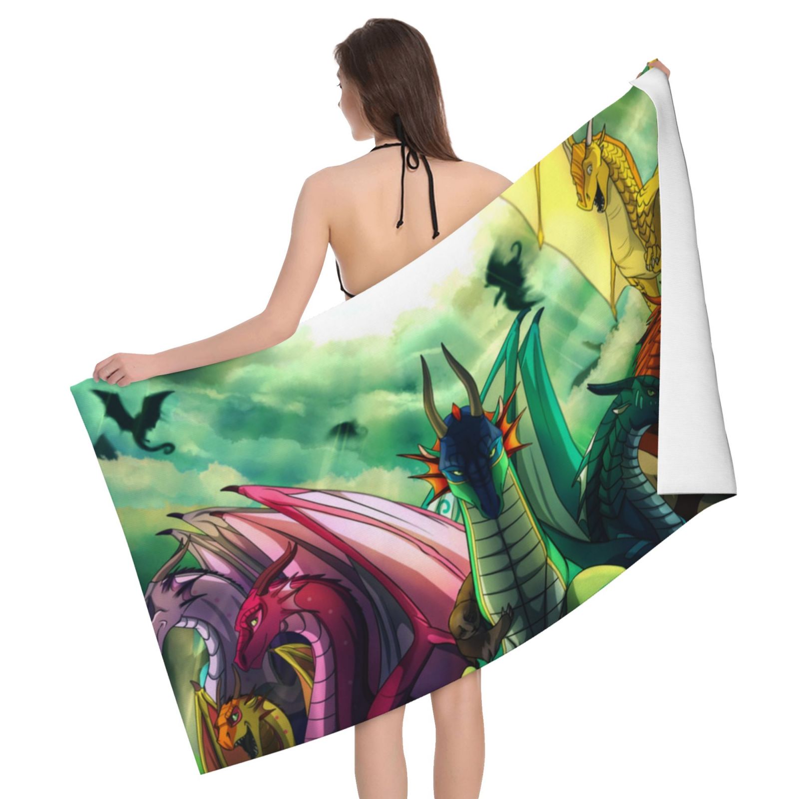 Fantasy Wings Of Fire Beach Towel Microfiber Soft Lightweight Absorbent