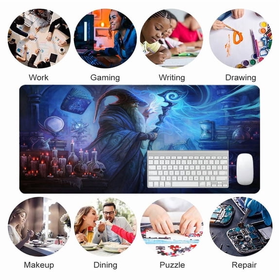Wizard Magic Fantasy Mouse Pad 31.5 x 11.82 inches Rubber Desk Mat for Office Gaming Home Use