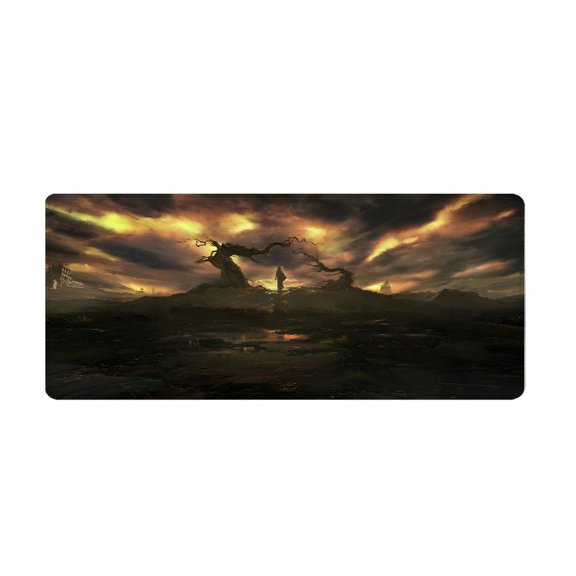 Fantasy Wizard Scene Mouse Pad 31.5 x 11.82 Inches Rubber Desk Mat for Office Gaming Home Use