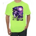 thumbnail image 1 of Fantasy Wolf Howling at The Full Moon Animal Lover Men's Graphic T-Shirt, Safety Green, Small, 1 of 3