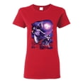 thumbnail image 1 of Fantasy Wolf Howling at The Full Moon Animal Lover Womens Graphic T-Shirt, Red, Large, 1 of 3
