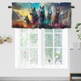 thumbnail image 1 of Fantasy Wolf Window Curtain Valances Mountain Flowers Wild Animals Sunset Scenery Privacy Window Valances for Living Room Kitchen 54 by 18 in, 1 Panel, 1 of 6