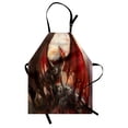 thumbnail image 1 of Fantasy World Apron Majestic Dragon Resting on Mountain Mythological Fire-Spewing Creature Print, Unisex Kitchen Bib Apron with Adjustable Neck for Cooking Baking Gardening, Multicolor, by Ambesonne, 1 of 3