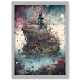thumbnail image 1 of Fantasy World Coastal Island Landscape Nymph House Magical Marine Life Flying Fish Seaweed Cloud Artwork Framed Wall Art Print A4, 1 of 4